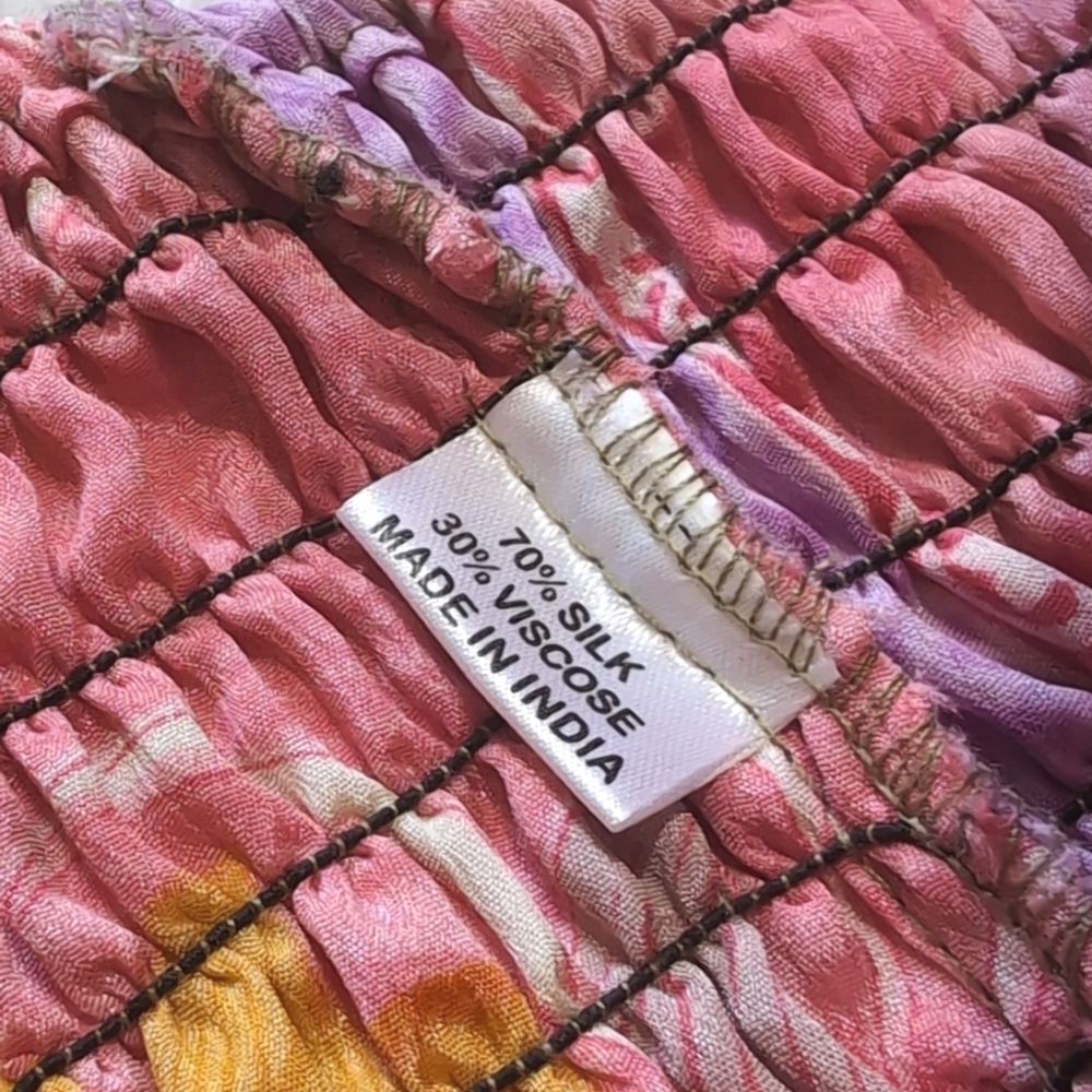 Y2K Silk Blend Floral Fairy Smocked High Waist Fairycore Mini Skirt - Picture 6 of 6